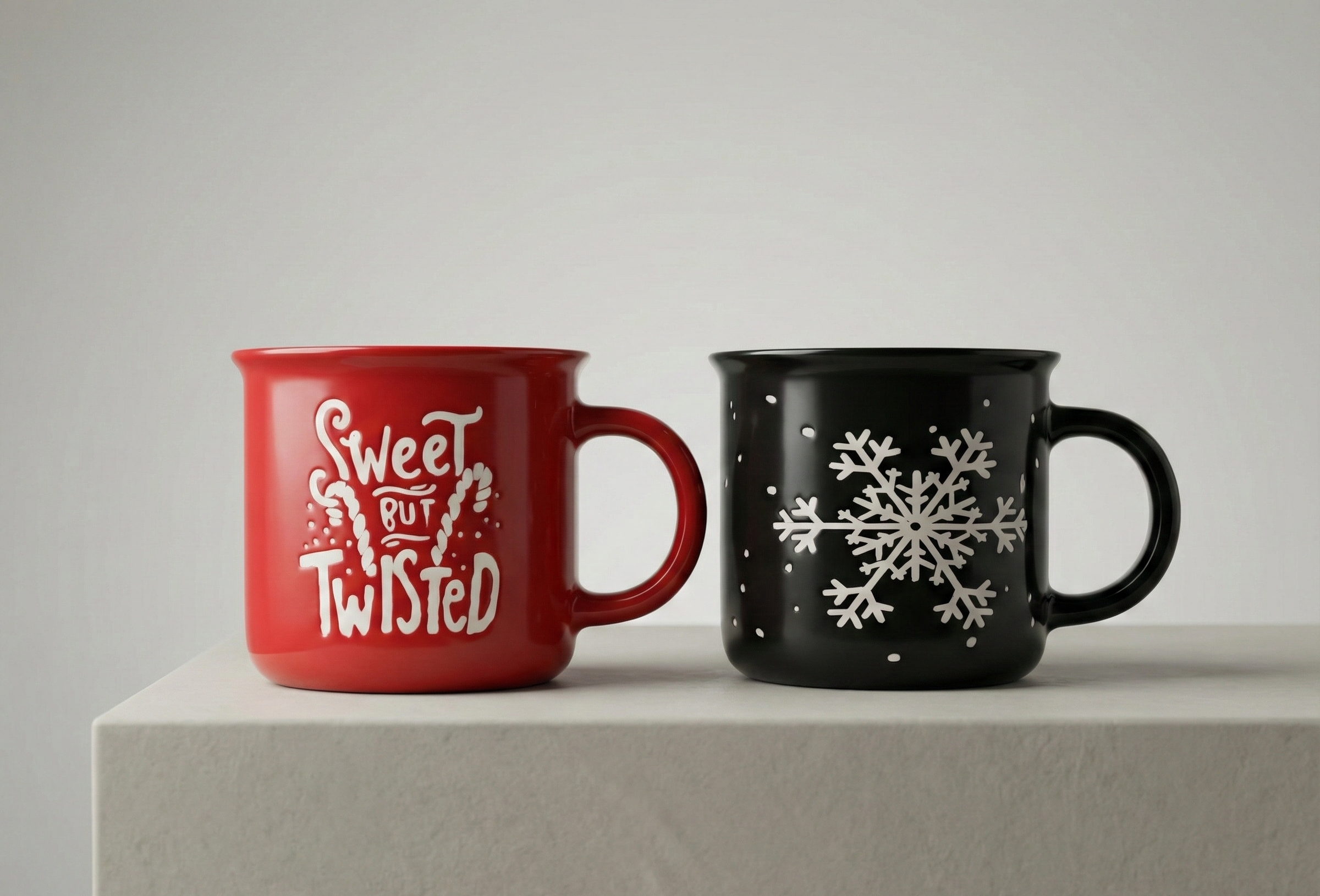 "Sweet & Twisted" Holiday Mug Set – Red & Green